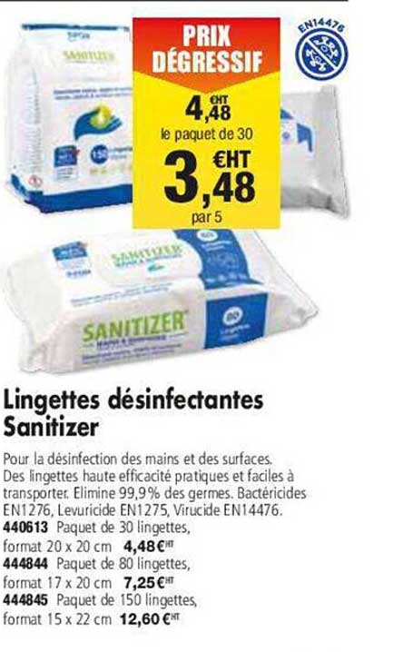 lingettes désinfectantes sanitizer