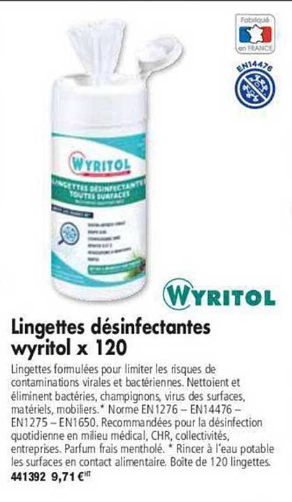 Lingettes Désinfectantes Wyritol X120