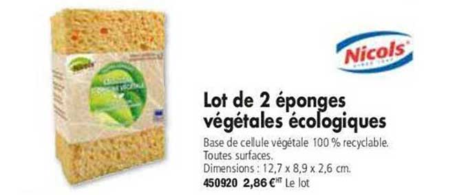 lot de 2 éponges végétales écologiques nicols'