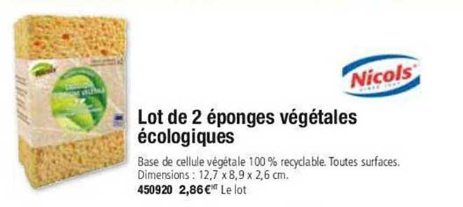 lot de 2 éponges végétales écologiques nicols'
