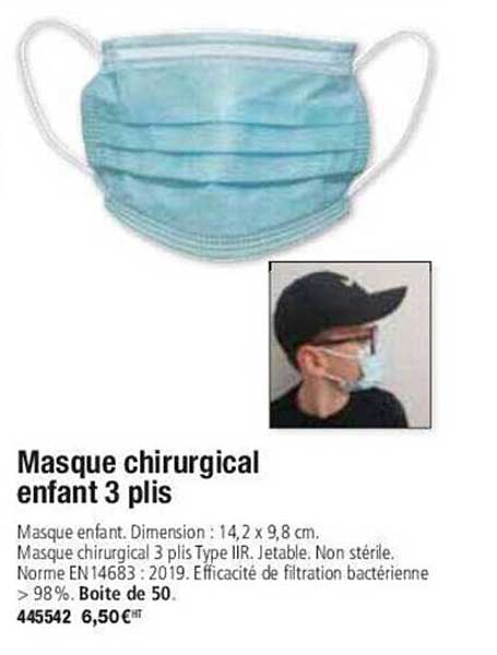 masque chirurgical enfant 3 plis
