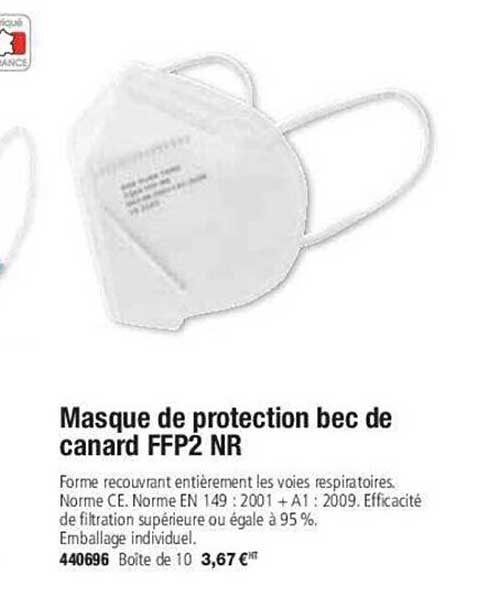 masque de protection bec de canard ffp2 nr