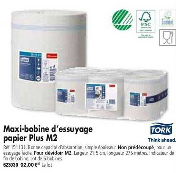 maxi-bobine d'essuyage papier plus m2