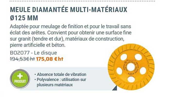 meule diamantée multi-matériaux ø 125 mm