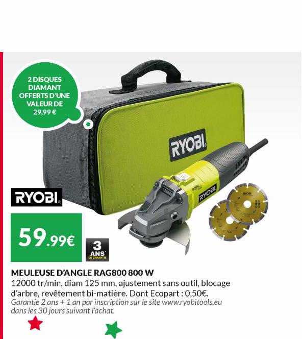 meuleuse d'angle rag800 800 w ryobi