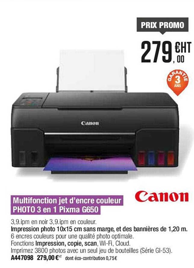 multifonction jet d'encre couleur photo 3 en 1 pixma g650 canon