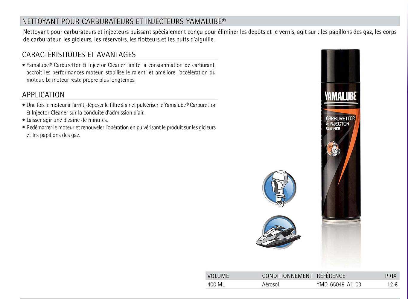 nettoyant pour carburateurs et injecteurs yamalube