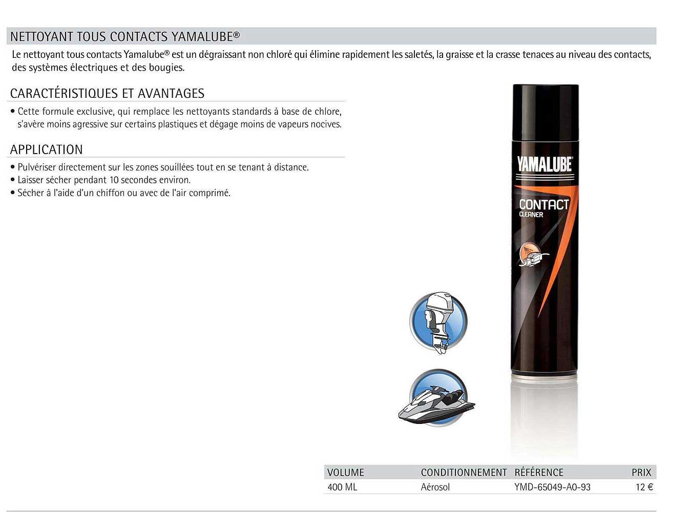 nettoyant tous contacts yamalube