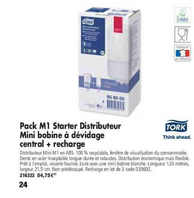 pack m1 starter distributeur mini bobine à dévidage cental + recharge