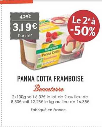 panna cotta framboise bonneterre le 2e à -50%