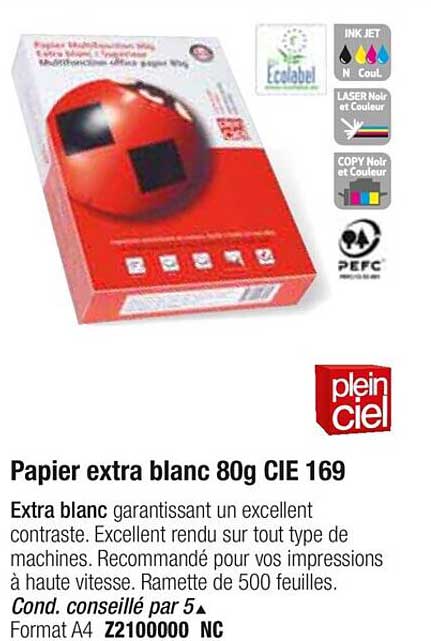 papier extra blanc 80g cie 169
