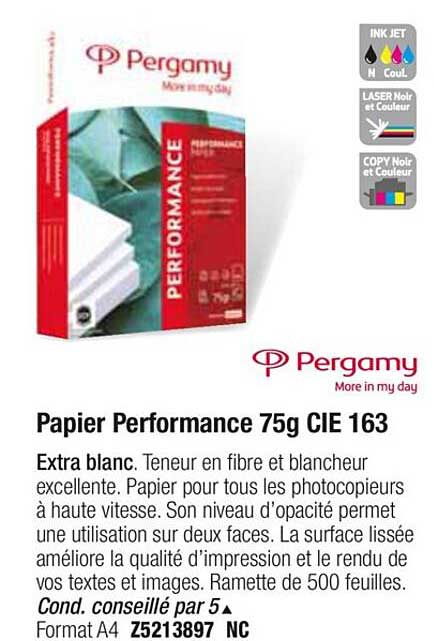 papier performance 75g cie 163 pergamy