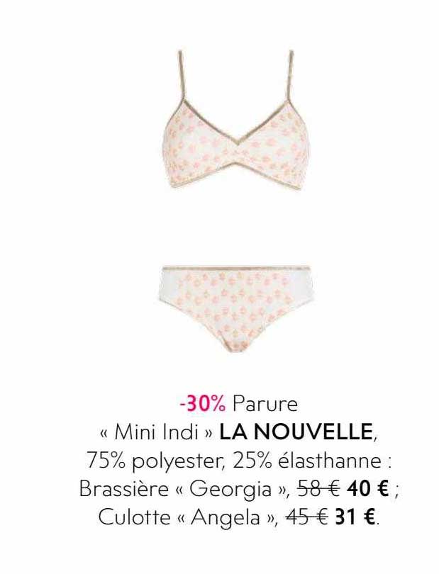parure «mini indi» la nouvelle, brassière «georgia», culotte «angela»