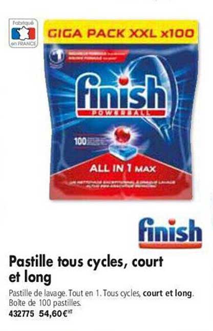 pastille tous cycles, court et long finish