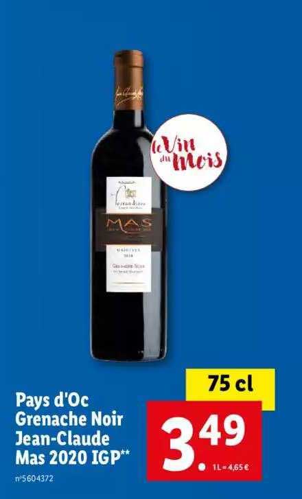 pays d'oc grenache noir jean-claude mas 2020 igp