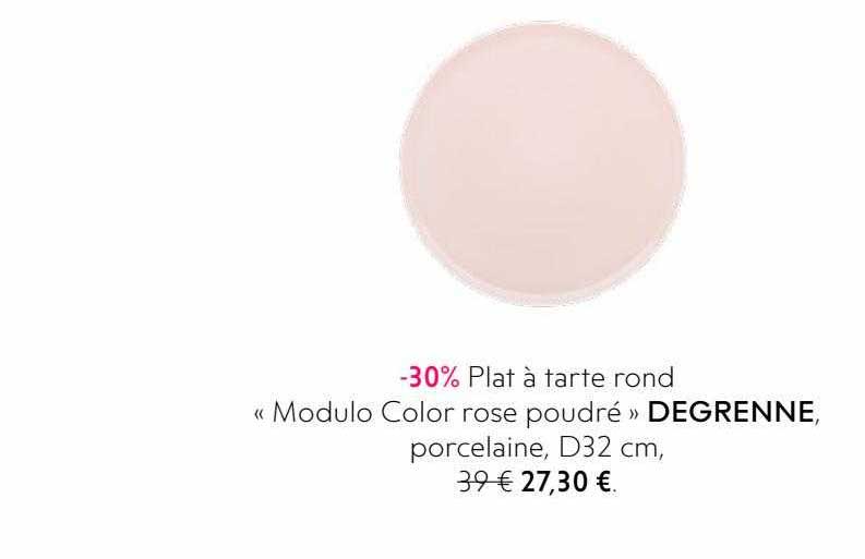 plat à tarte rond "modulo color rose poudré" degrenne