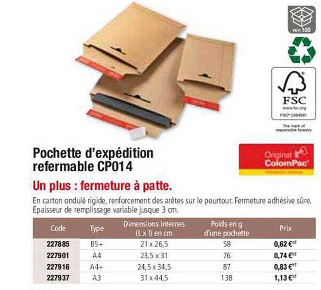 pochette d'expédition refermable cp014