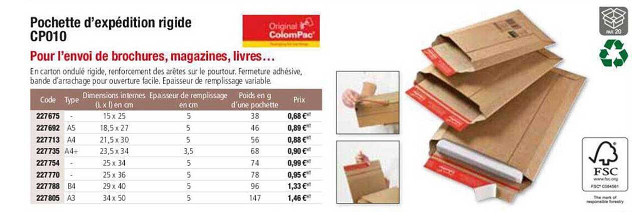 pochette d'expédition rigide cp010