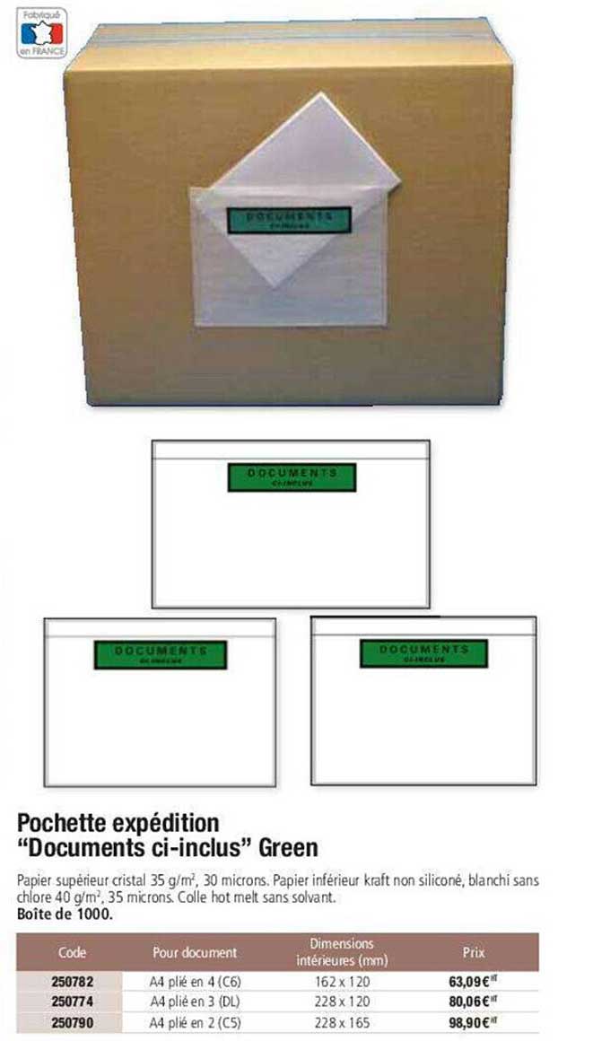 pochette expédition "documents ci-inclus" green