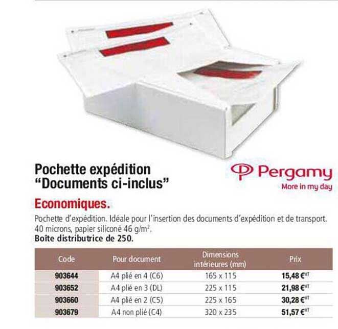 pochette expédition "documents ci-inclus" pergamy