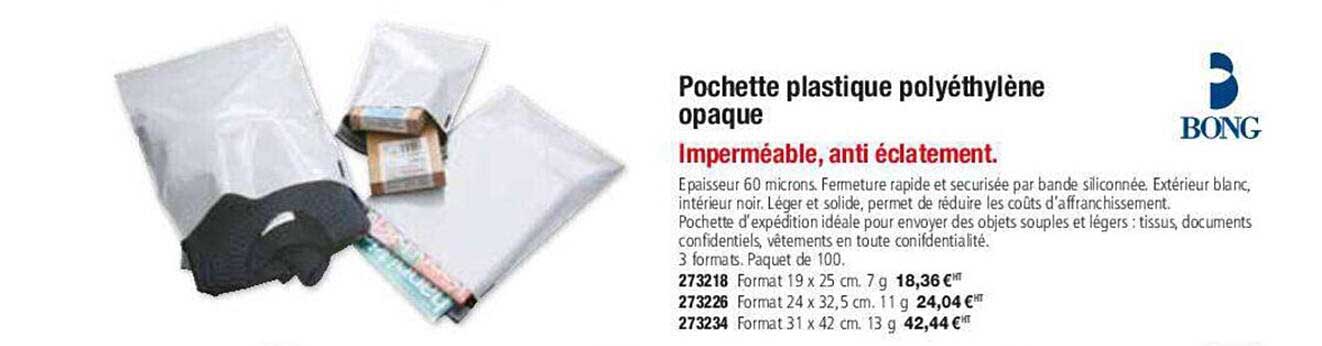 Pochette Plastique Polyéthylène Opaque