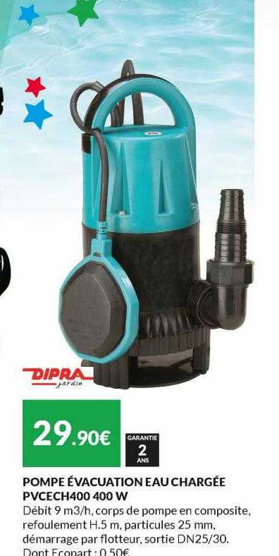 pompe évacuation eau chargée pvcech400 400w dipra