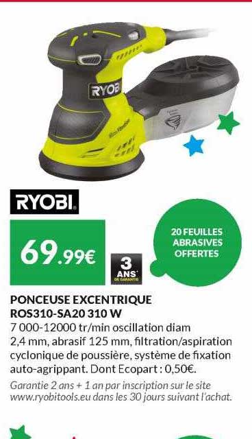 ponceuse excentrique ros310-sa20 310 w ryobi