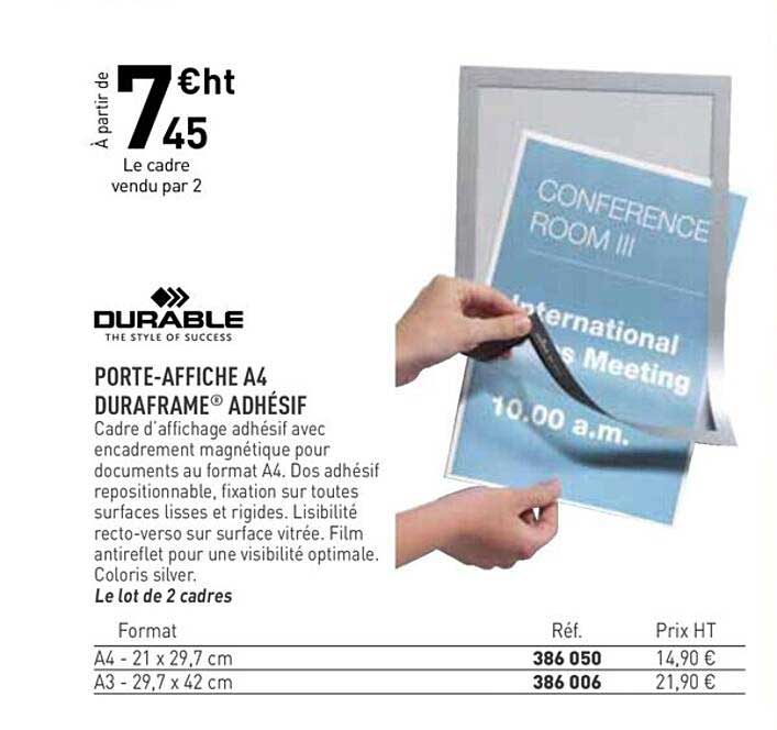 porte-affiche a4 duraframe adhésif durable