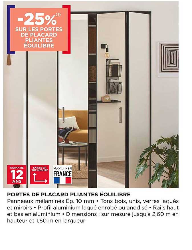 portes de placard pliantes équilibre