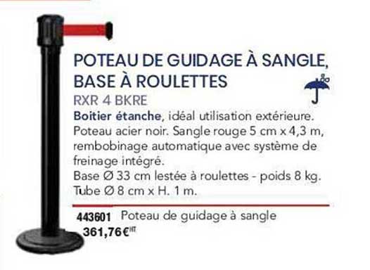 Poteau De Guidage à Sangle, Base à Roulettes