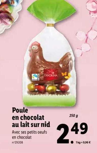 poule en chocolat au lait sur nid