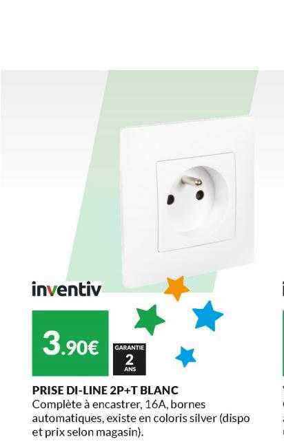 prise di-line 2p+t blanc inventiv