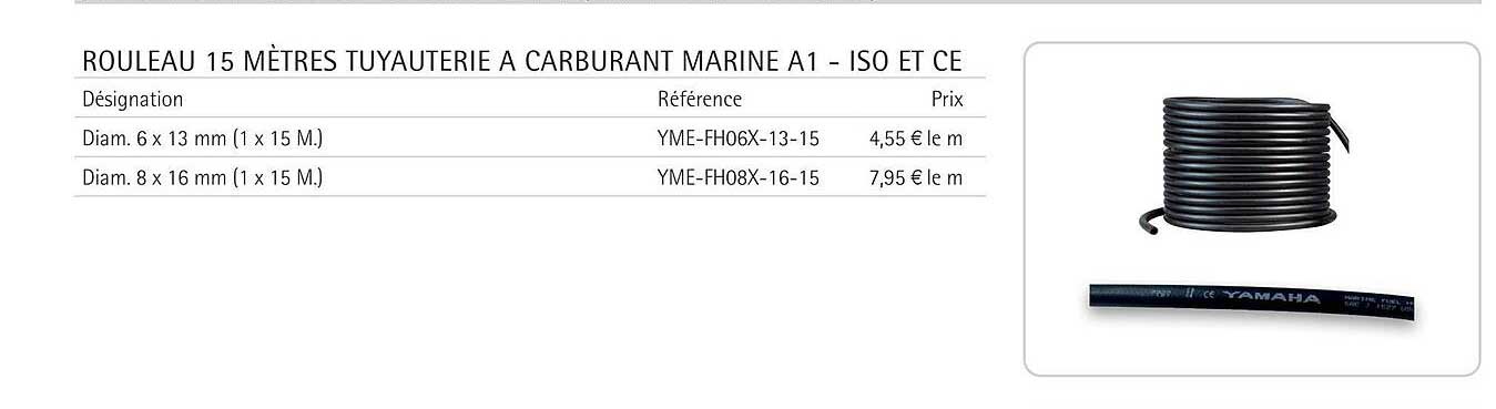 rouleau 15 mètres tuyauterie à carburant marine a1 - iso et ce