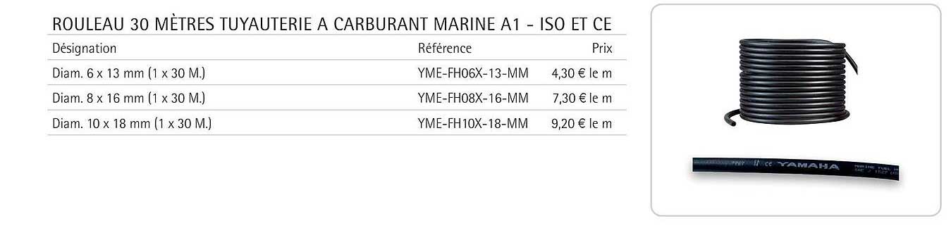 rouleau 30 mètres tuyauterie à carburant marine a1 - iso et ce