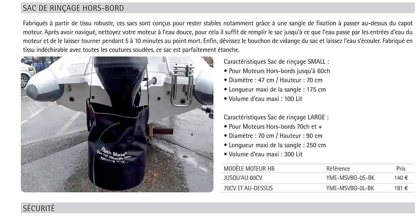 sac de rinçage hors-bord
