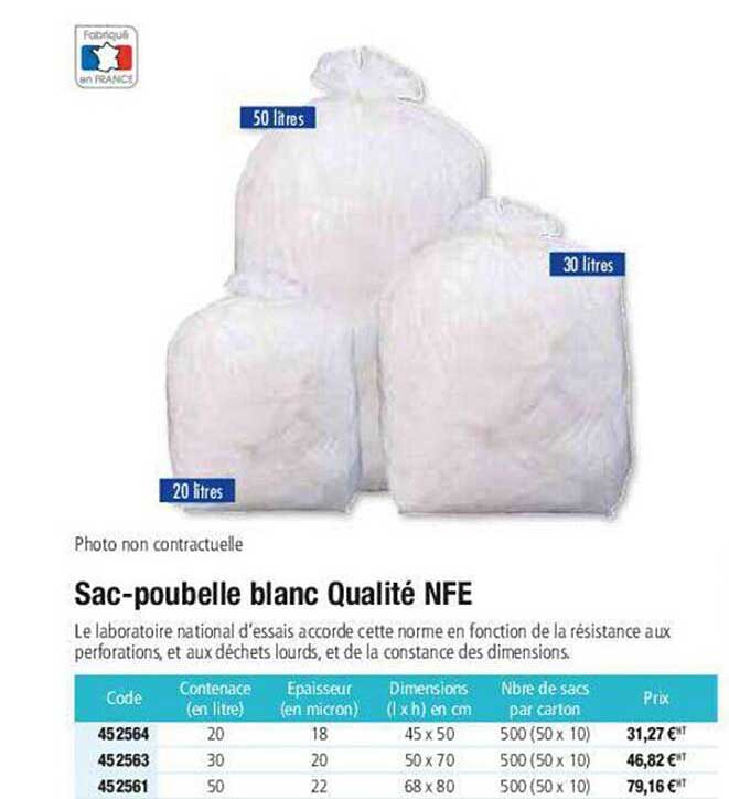 Sac Poubelle Blanc Qualité Nfe