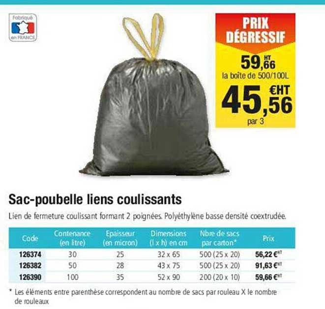 sac-poubelle liens coulissants