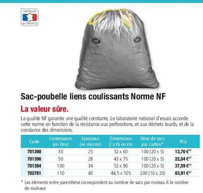 sac-poubelle liens coulissants norme nf