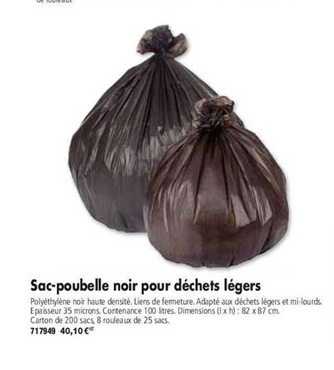 sac poubelle noir pour déchets légers