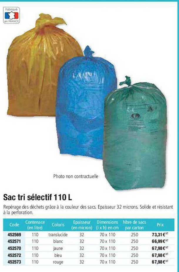 sac tri sélectif 110 l