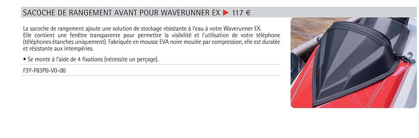 sacoche de rangement avant pour waverunner ex