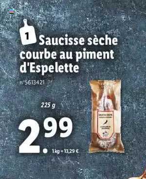 saucisse sèche courbe au piment d'espelette