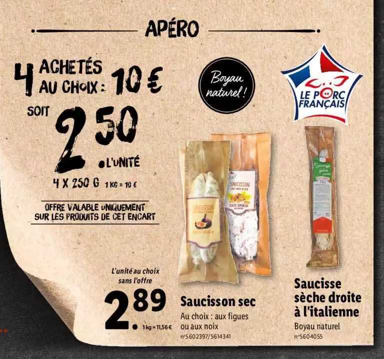 saucisson sec, saucisse sèche droite à l'italienne