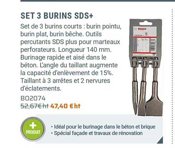 set 3 burins sds+