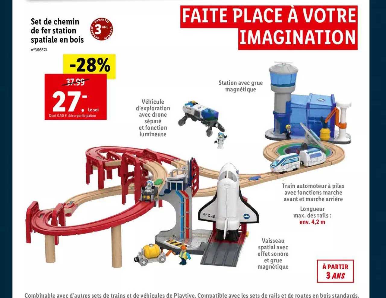 set de chemin de fer station spatiale en bois