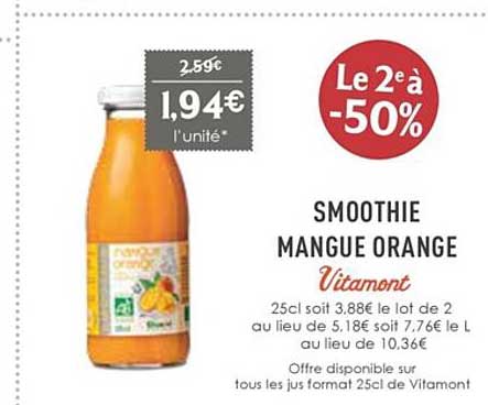 Smoothie Mangue Orange Vitamont Le 2e à -50%
