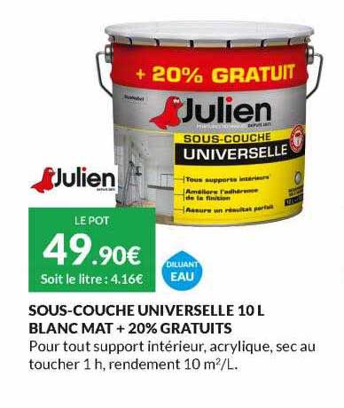 sous-couche universelle 10 l blanc mat + 20% gratuits julien