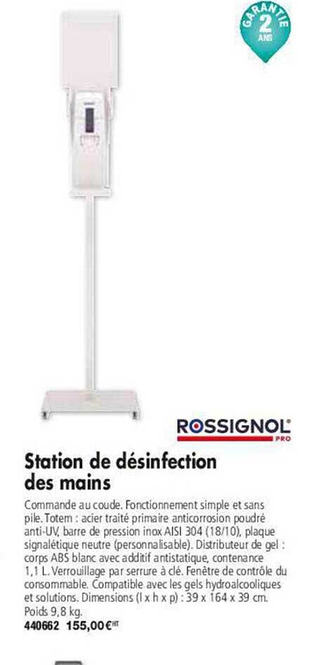 station de désinfection des mains rossignol