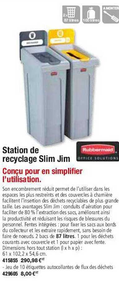 station de recyclage slim jim rubbermaid