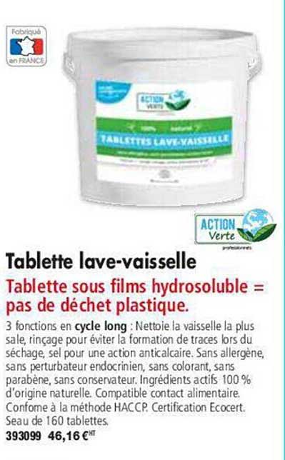 tablette lave-vaisselle action verte